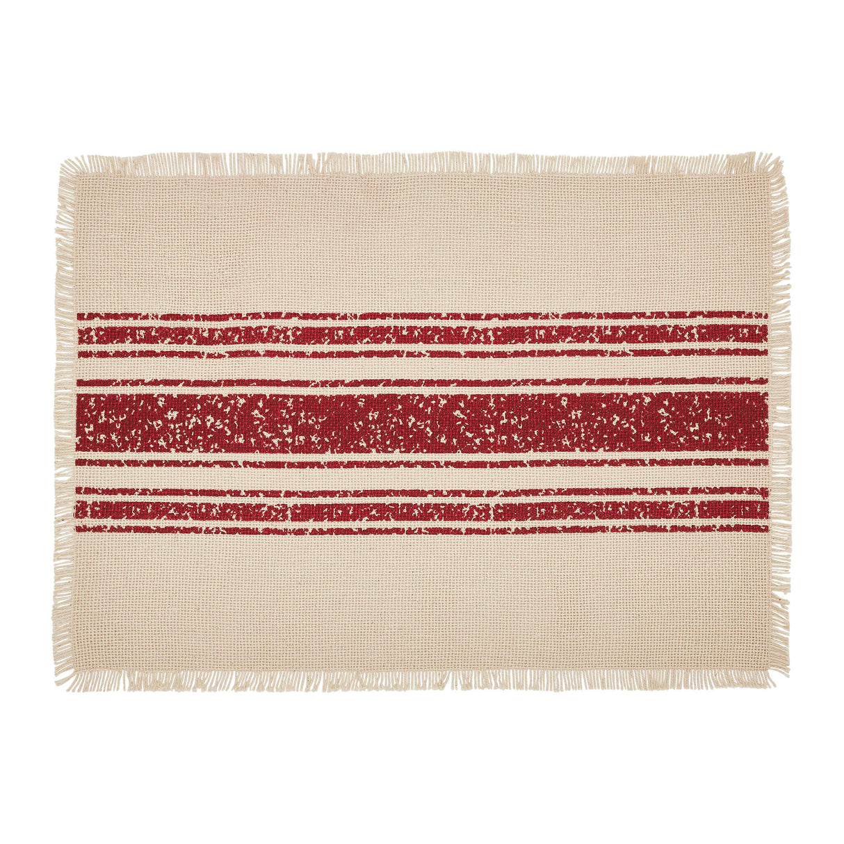 Yuletide Burlap Red Stripe Placemat Set of 6 13x19, 12 Pack