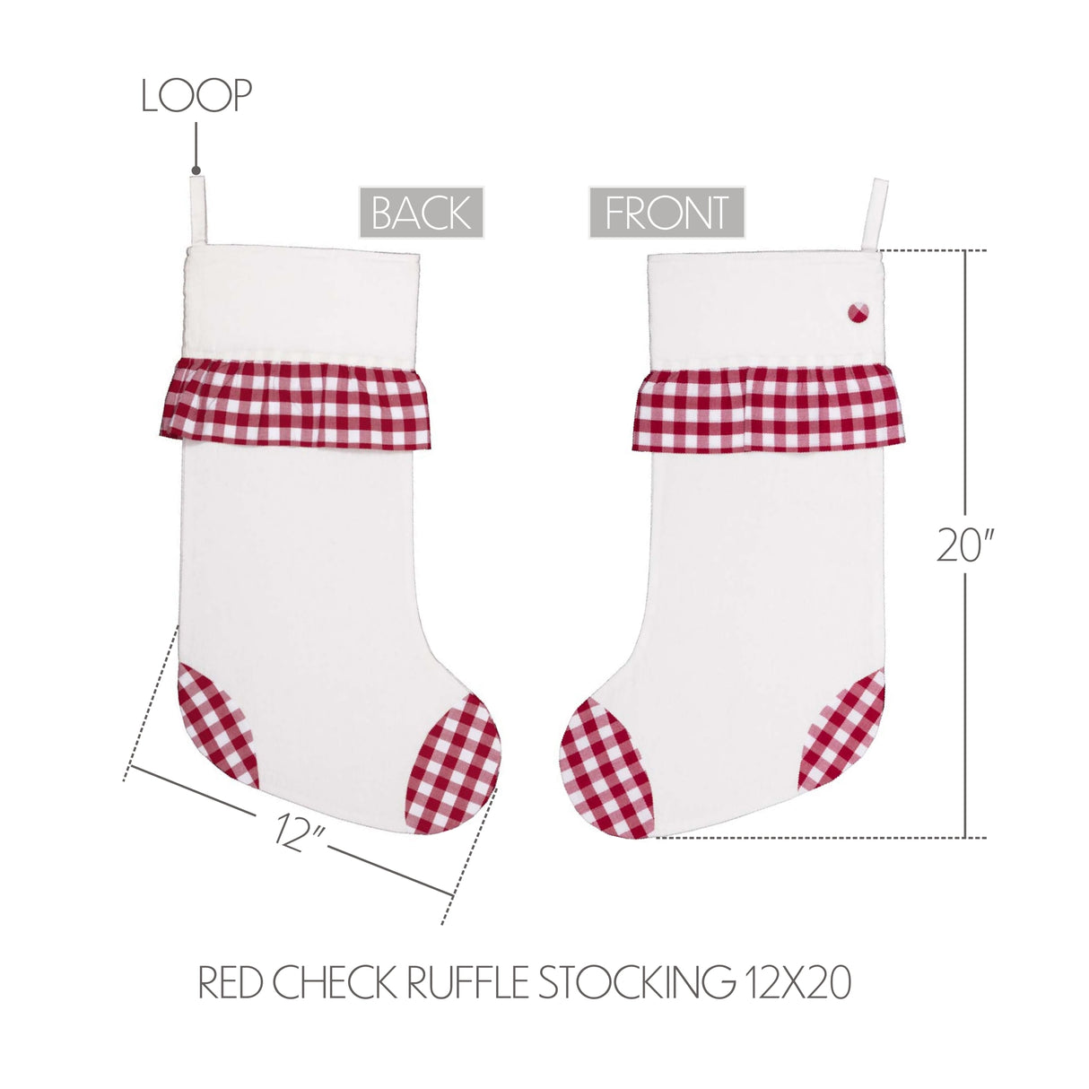 Emmie Red Check Ruffle Stocking 12x20