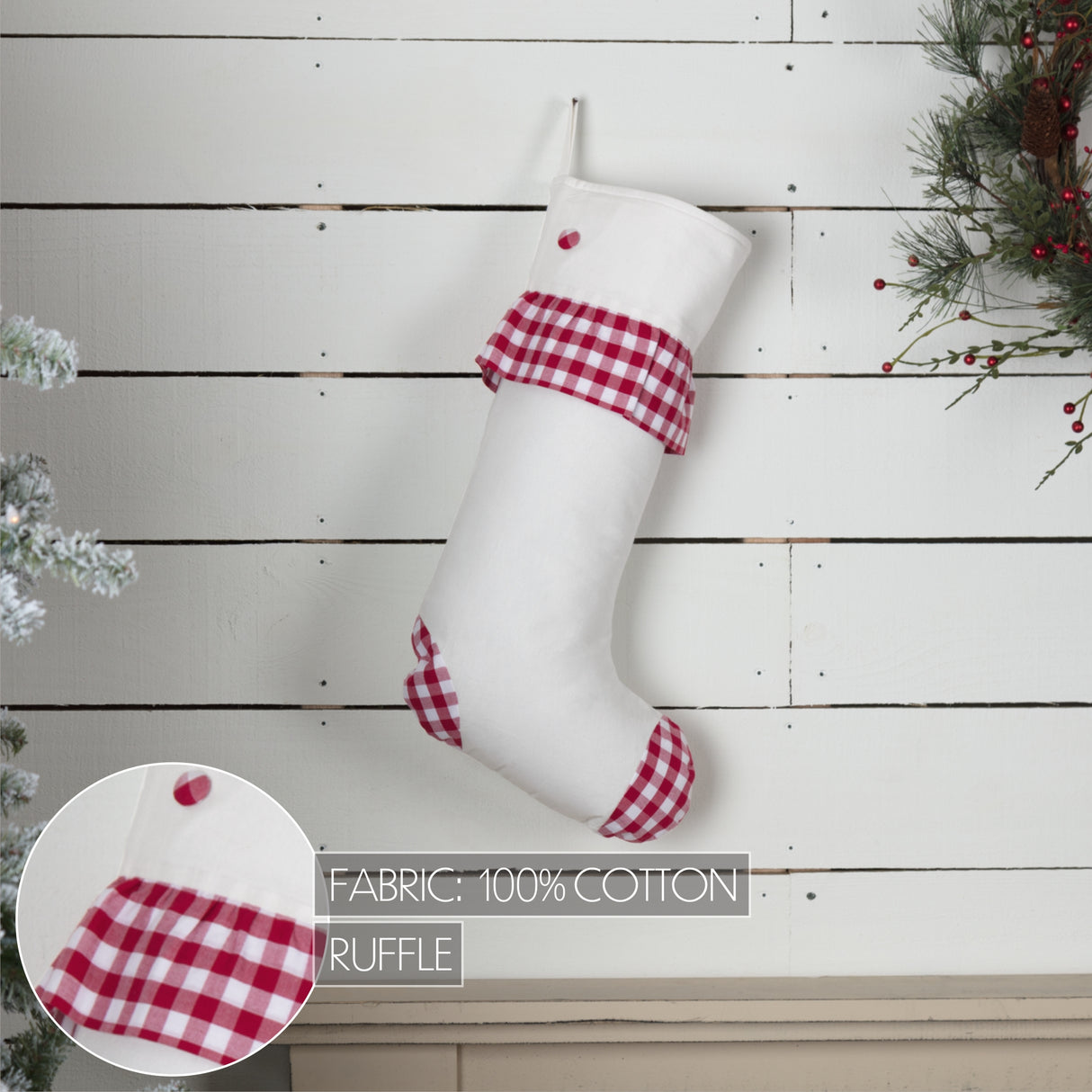 Emmie Red Check Ruffle Stocking 12x20