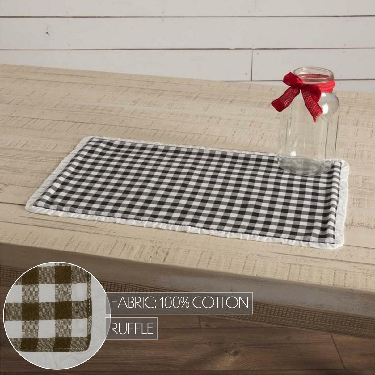 Emmie Black Placemat Set of 6 12x18