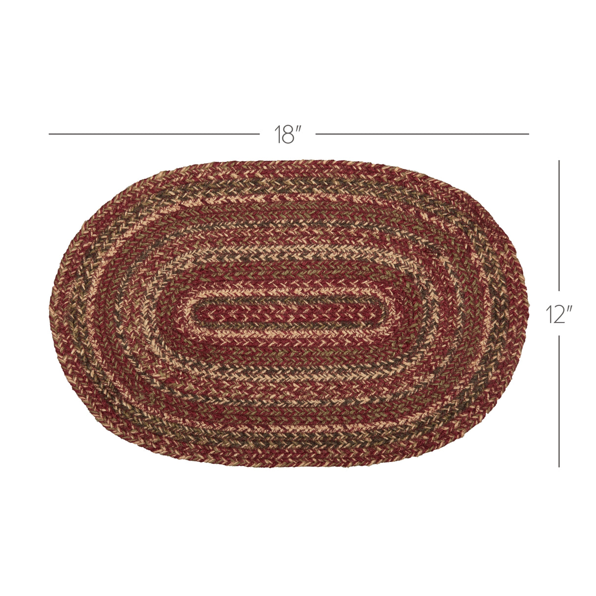 Cider Mill Primitive Jute Red Textured Striped Oval Kitchen Placemat Set of 6 12"x18", 12 Pack