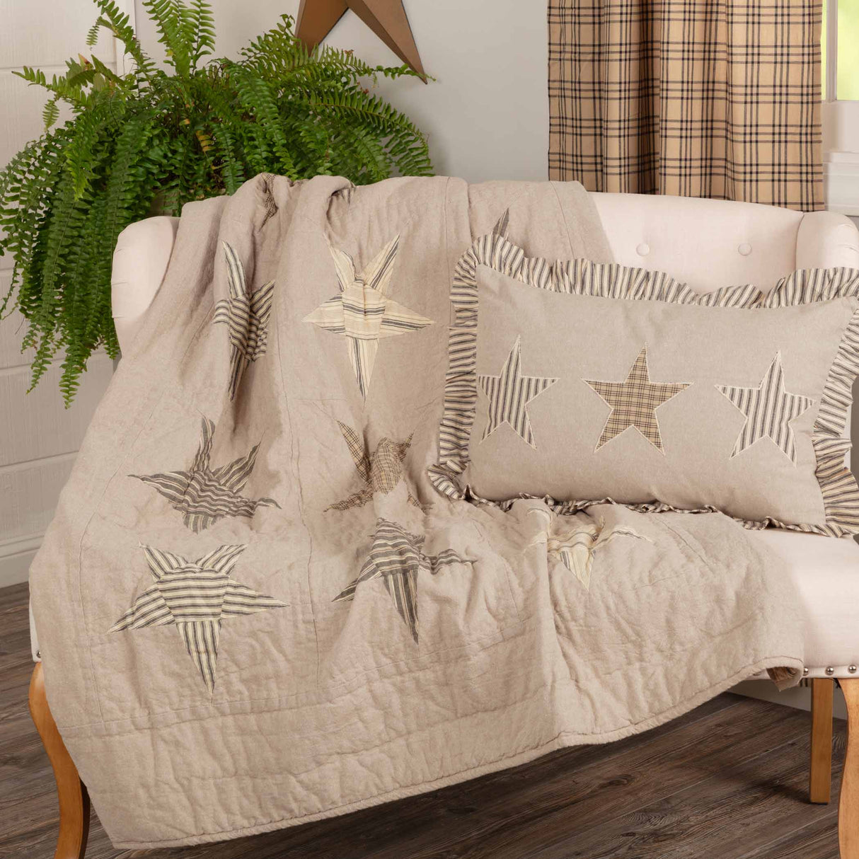 Sawyer Mill Star Charcoal Quilted Throw 50x60