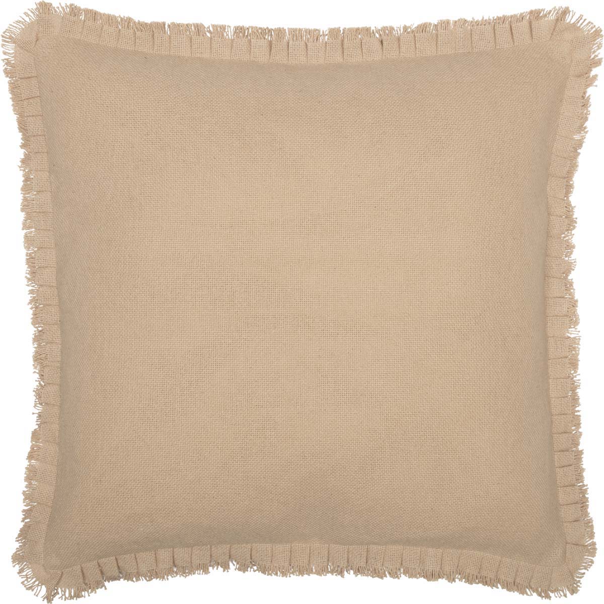 Burlap Fabric Euro Sham w/ Fringed Ruffle