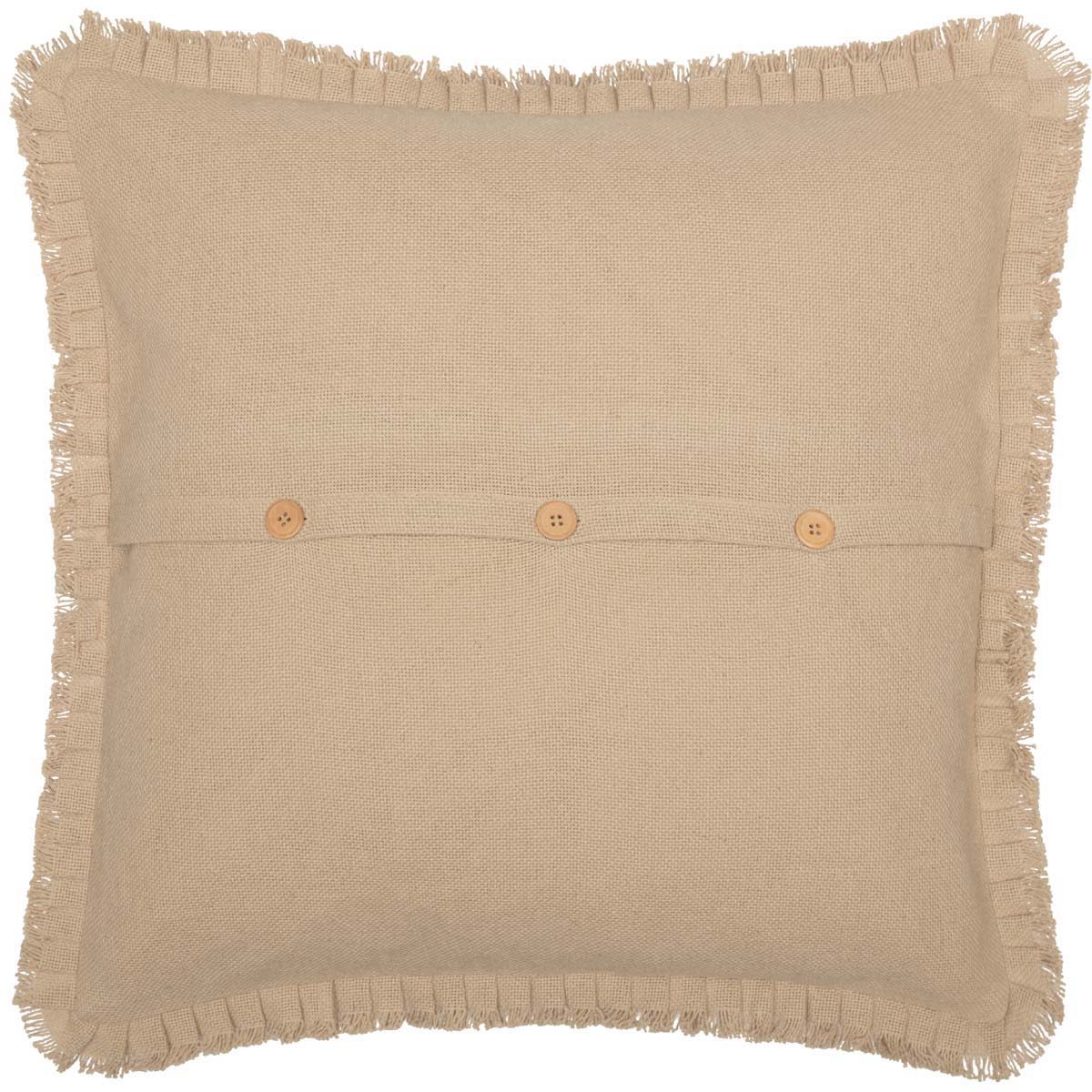 Burlap Fabric Euro Sham w/ Fringed Ruffle