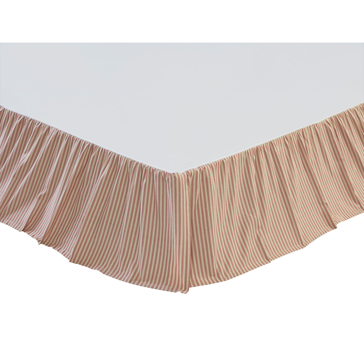 Ozark Red Ticking Stripe King Bed Skirt 78x80x16