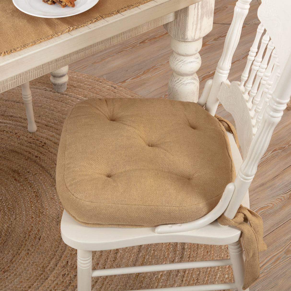 Burlap Natural 14 Inch Chair Pad