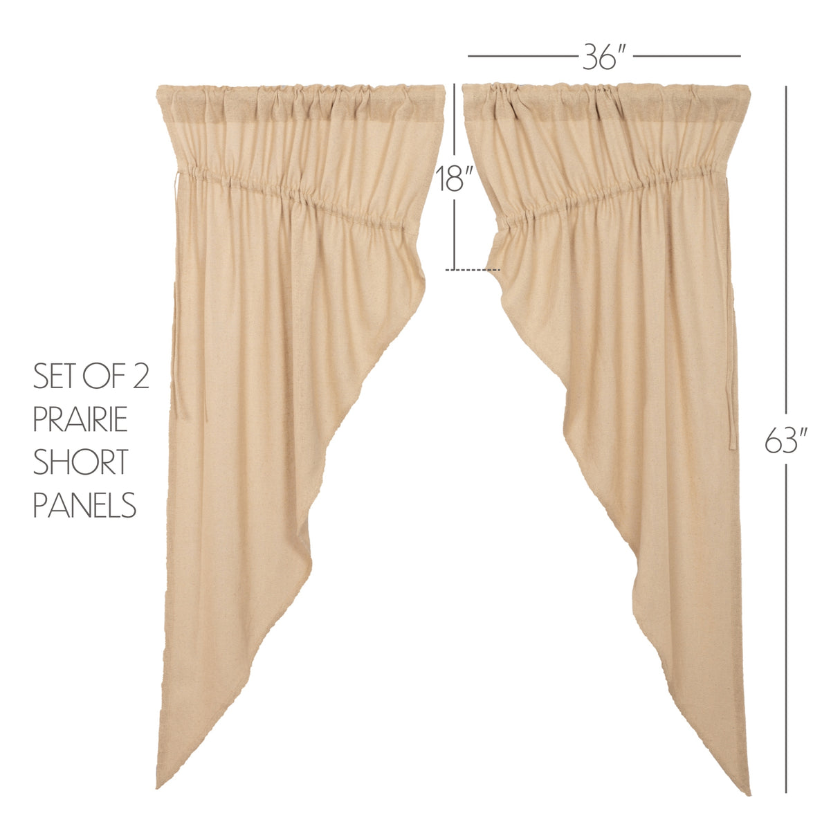 Burlap Vintage Prairie Short Panel Set of 2 63x36x18