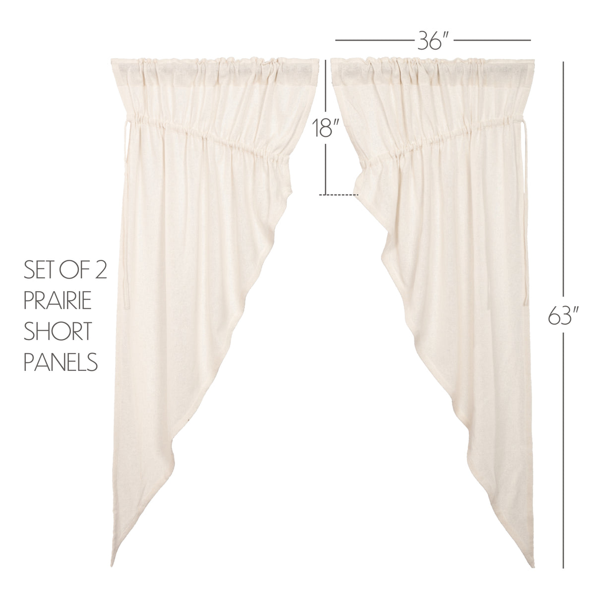 Burlap Antique White Prairie Short Panel Set of 2 63x36x18
