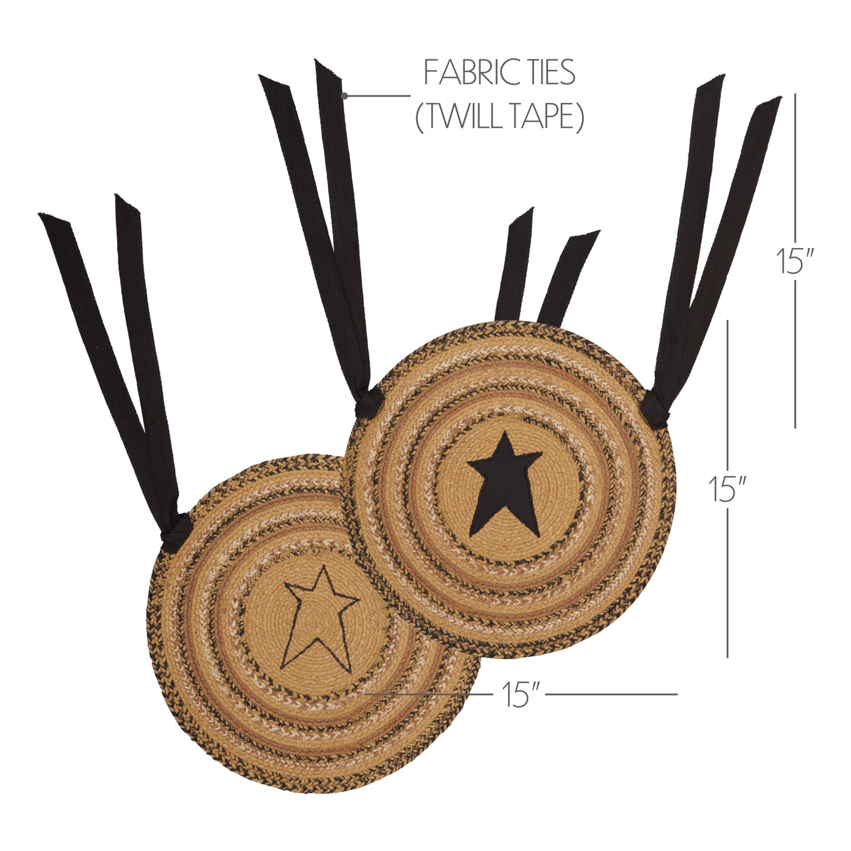 Kettle Grove 15 Inch Applique Star Jute Chair Pad