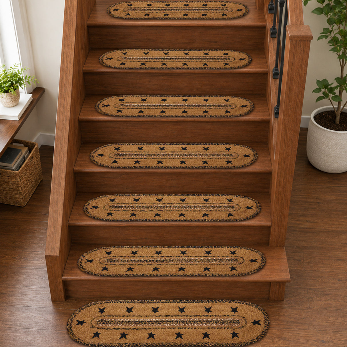 Kettle Grove Jute Stair Tread Stencil Stars Border Oval Latex 8.5x27, Set of 7