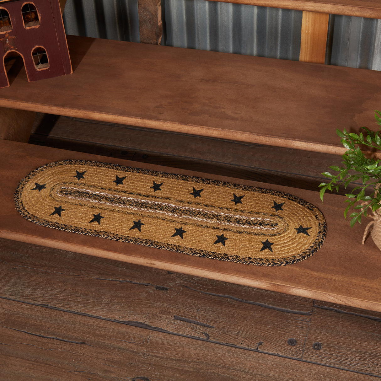 Kettle Grove Jute Stair Tread Stencil Stars Border Oval Latex 8.5x27, Set of 7