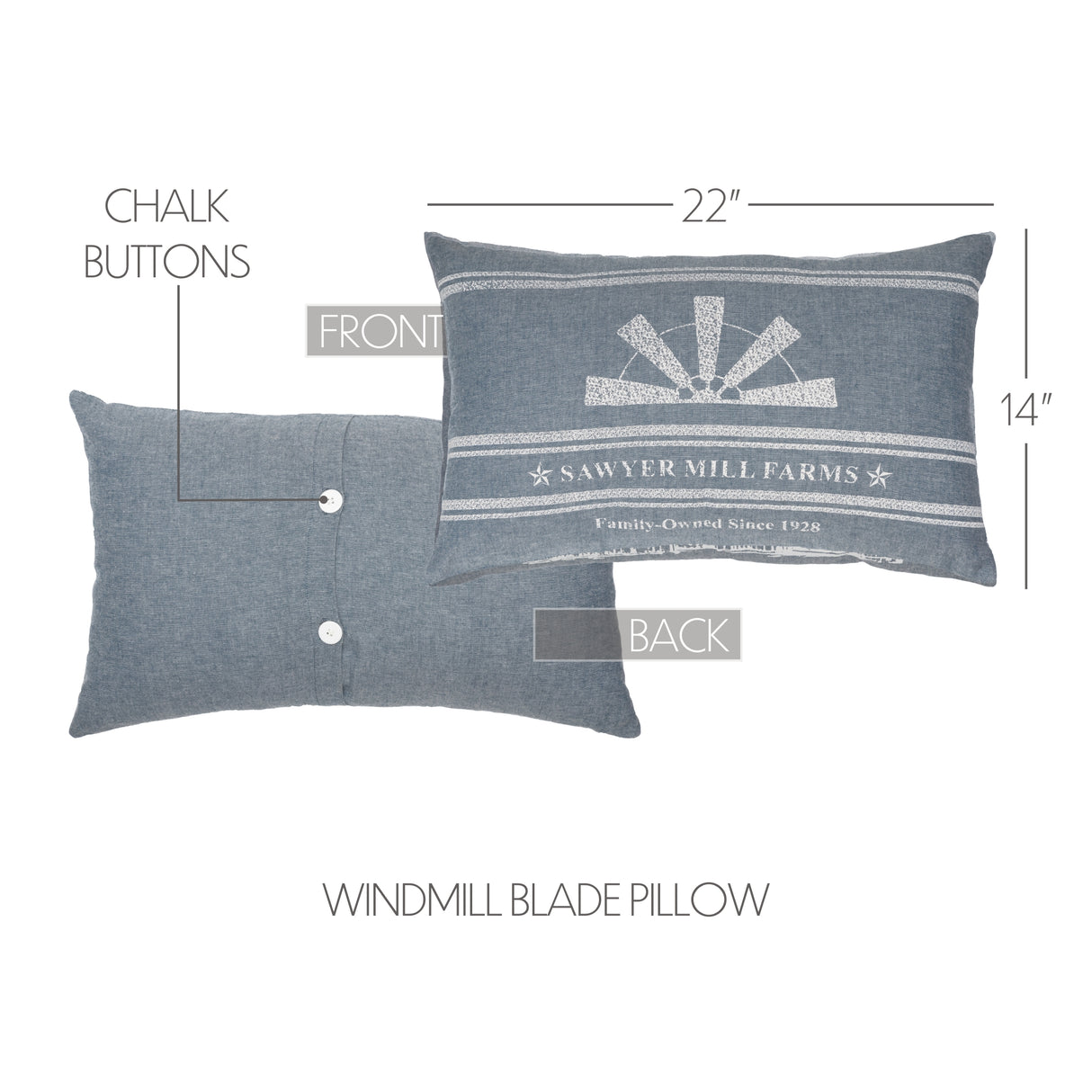 Sawyer Mill Blue Windmill Blade Pillow 14x22