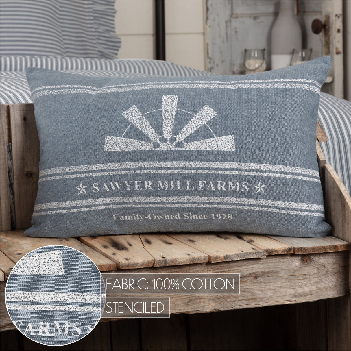 Sawyer Mill Blue Windmill Blade Pillow 14x22