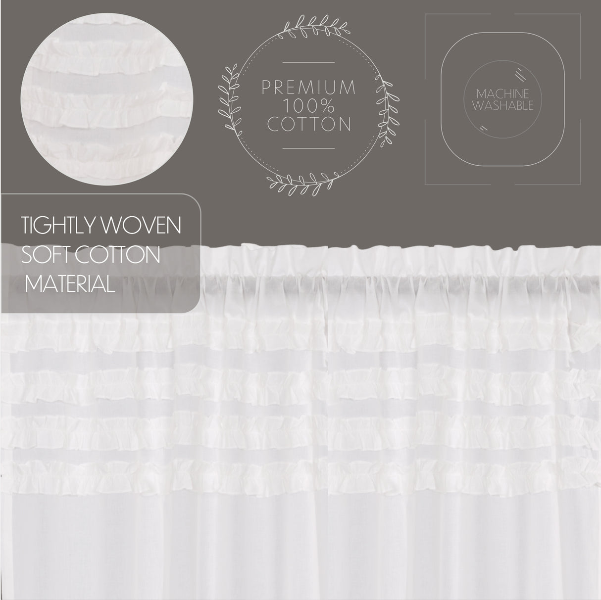 White Ruffled Sheer Petticoat Curtain Set