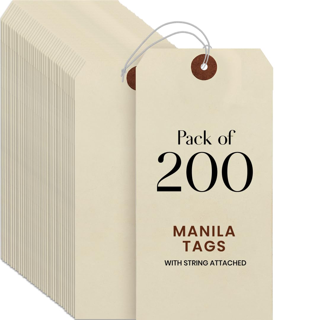 9pt Creme Manila Tag w/ String Set of 200 Size #8