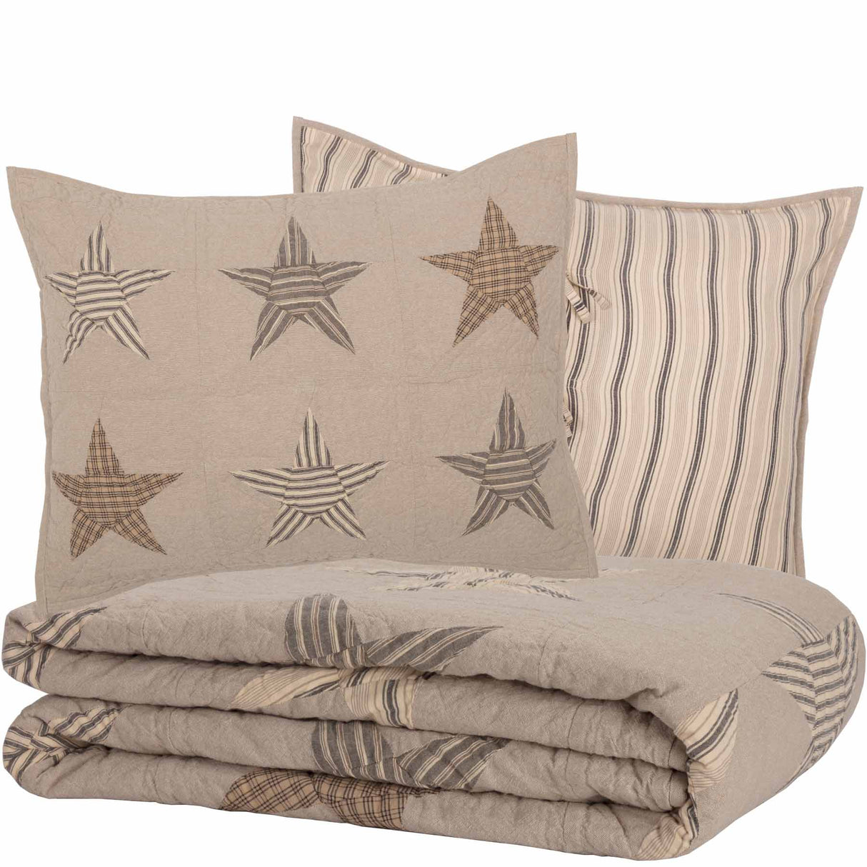 Sawyer Mill Star Charcoal Queen Quilt Set; 1-Quilt 90Wx90L w/2 Shams 21x27