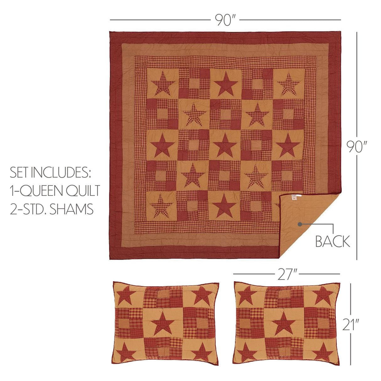 Ninepatch Star Quilt Set, Quilt w/ Sham