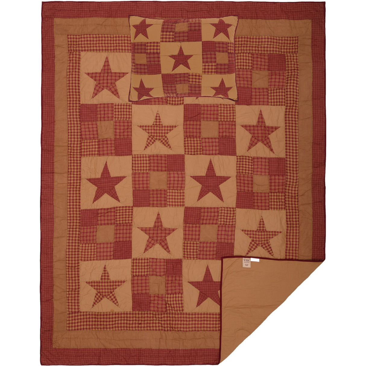 Ninepatch Star Quilt Set, Quilt w/ Sham