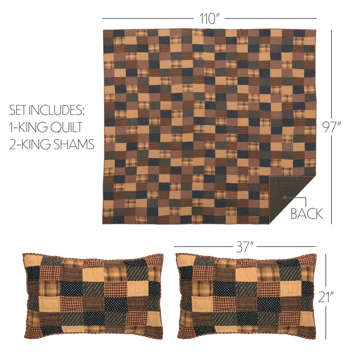 Patriotic Patch Quilt Set, Quilt w/ Sham