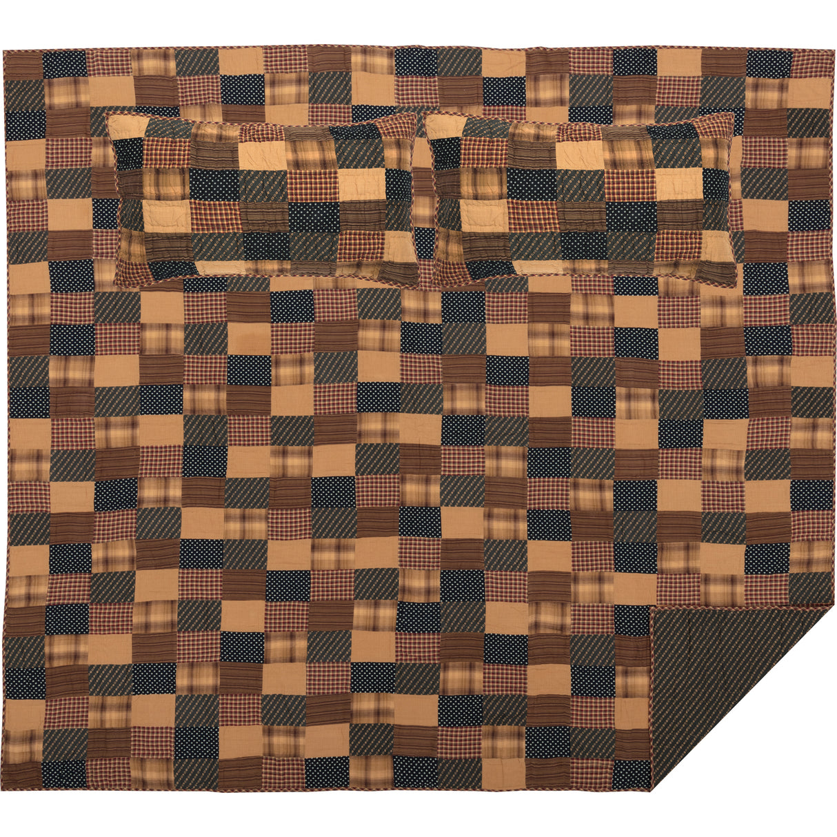 Patriotic Patch Quilt Set, Quilt w/ Sham