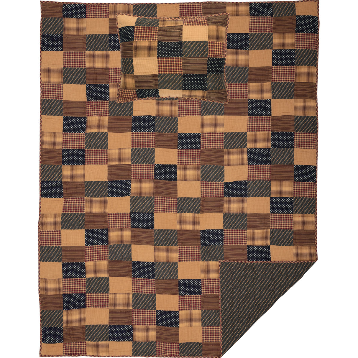 Patriotic Patch Quilt Set, Quilt w/ Sham