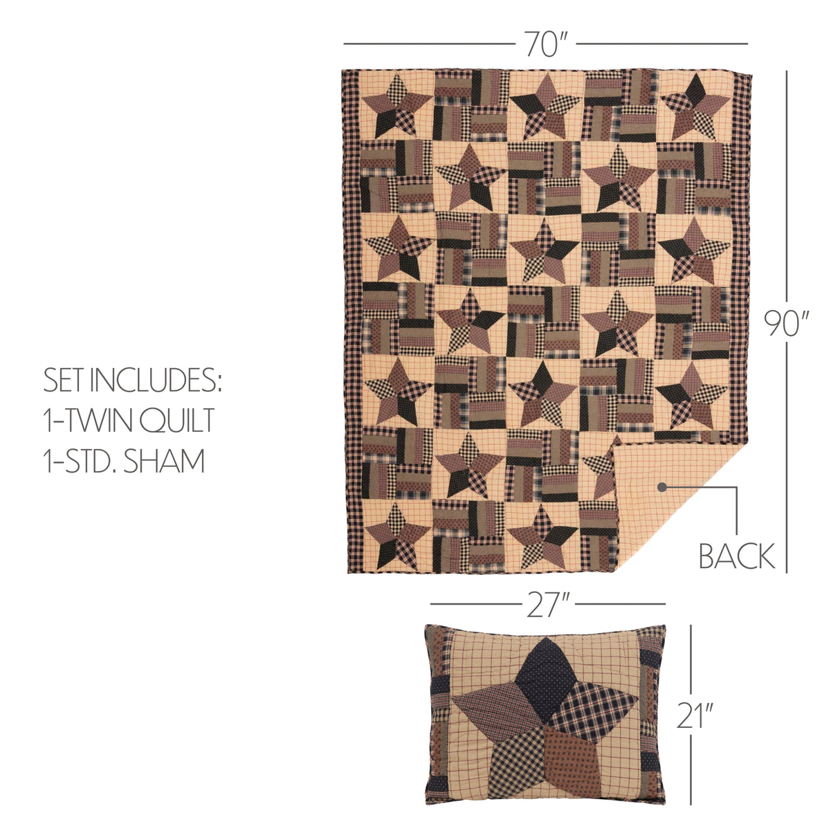 Bingham Star Quilt Set, Quilt w/ Sham