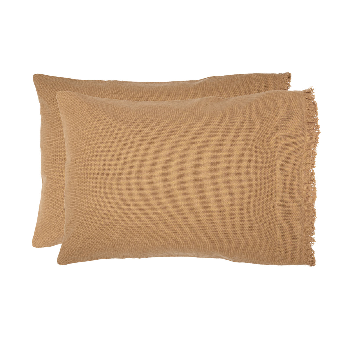 Burlap Pillow Case w/ Fringed Ruffle Set of 2
