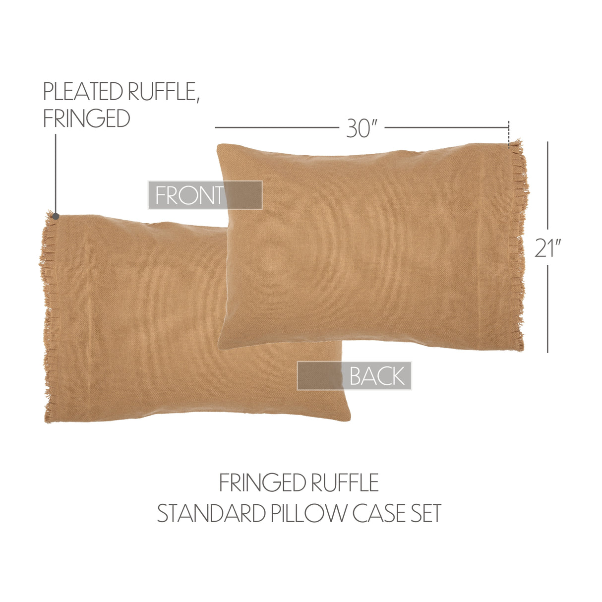Burlap Pillow Case w/ Fringed Ruffle Set of 2
