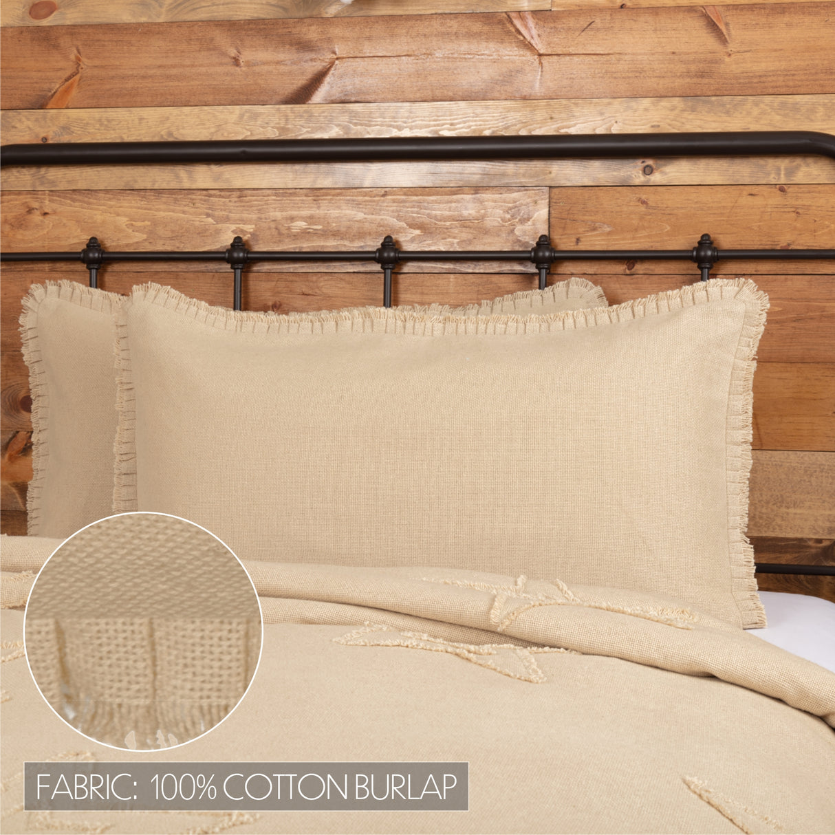 Burlap Sham w/ Fringed Ruffle