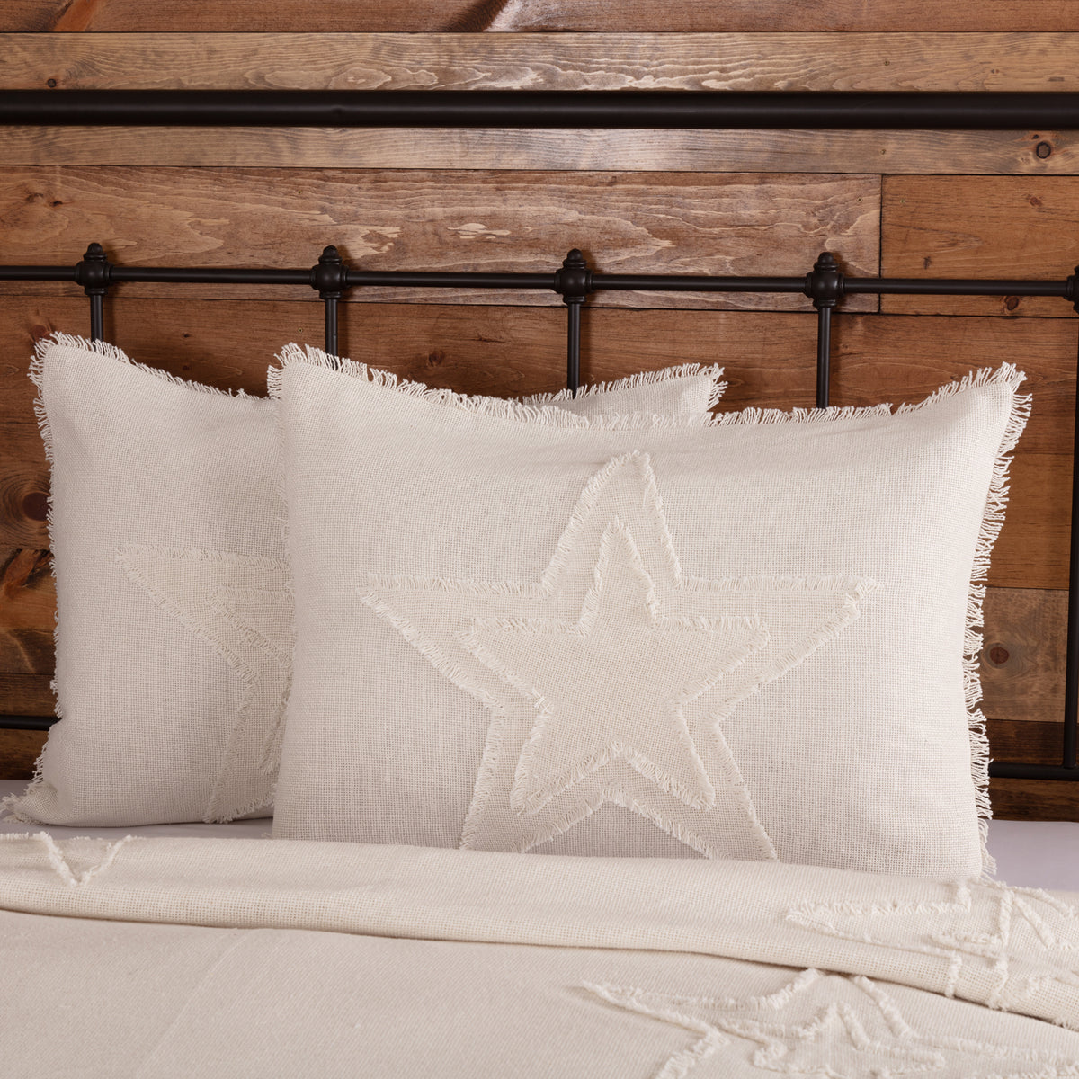 Burlap Antique White Star Standard Sham 21x27, Set of 2