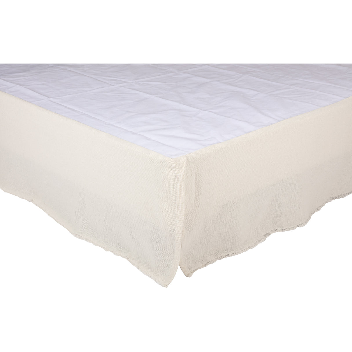 Burlap Antique White Fringed Queen Bed Skirt 60x80x16