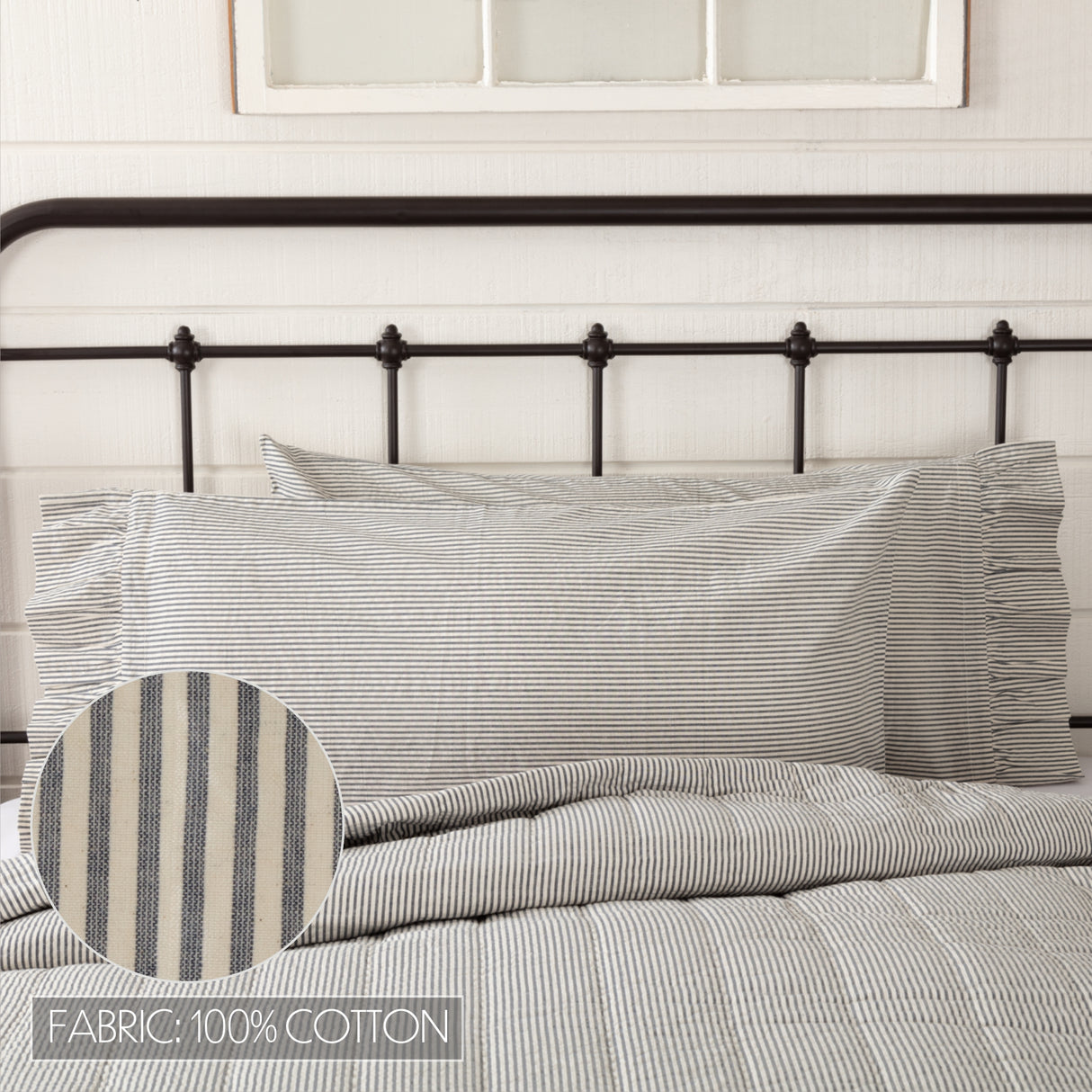 Hatteras Seersucker Ticking Stripe Pillow Case Set of 2