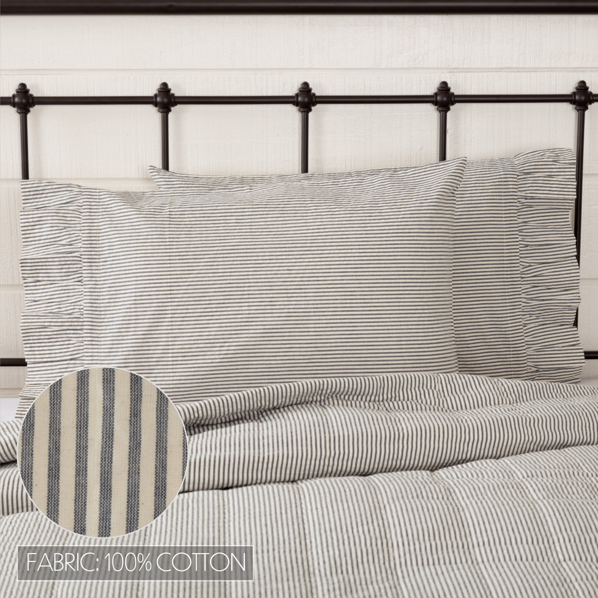 Hatteras Seersucker Ticking Stripe Pillow Case Set of 2