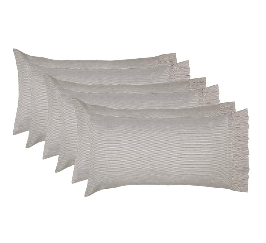 Dakota Star Farmhouse Blue Ticking Stripe King Pillow Case Set of 4 21x40