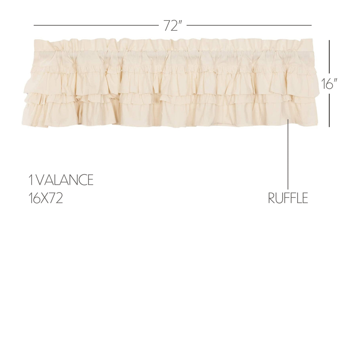 Muslin Ruffled Unbleached Natural Curtain Set