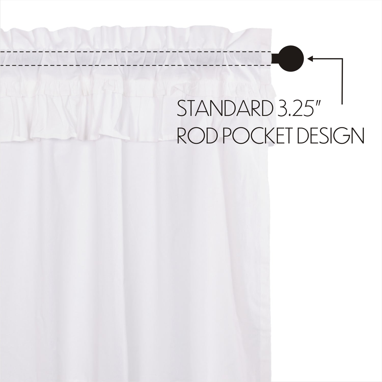 Muslin Ruffled Bleached White Curtain Set