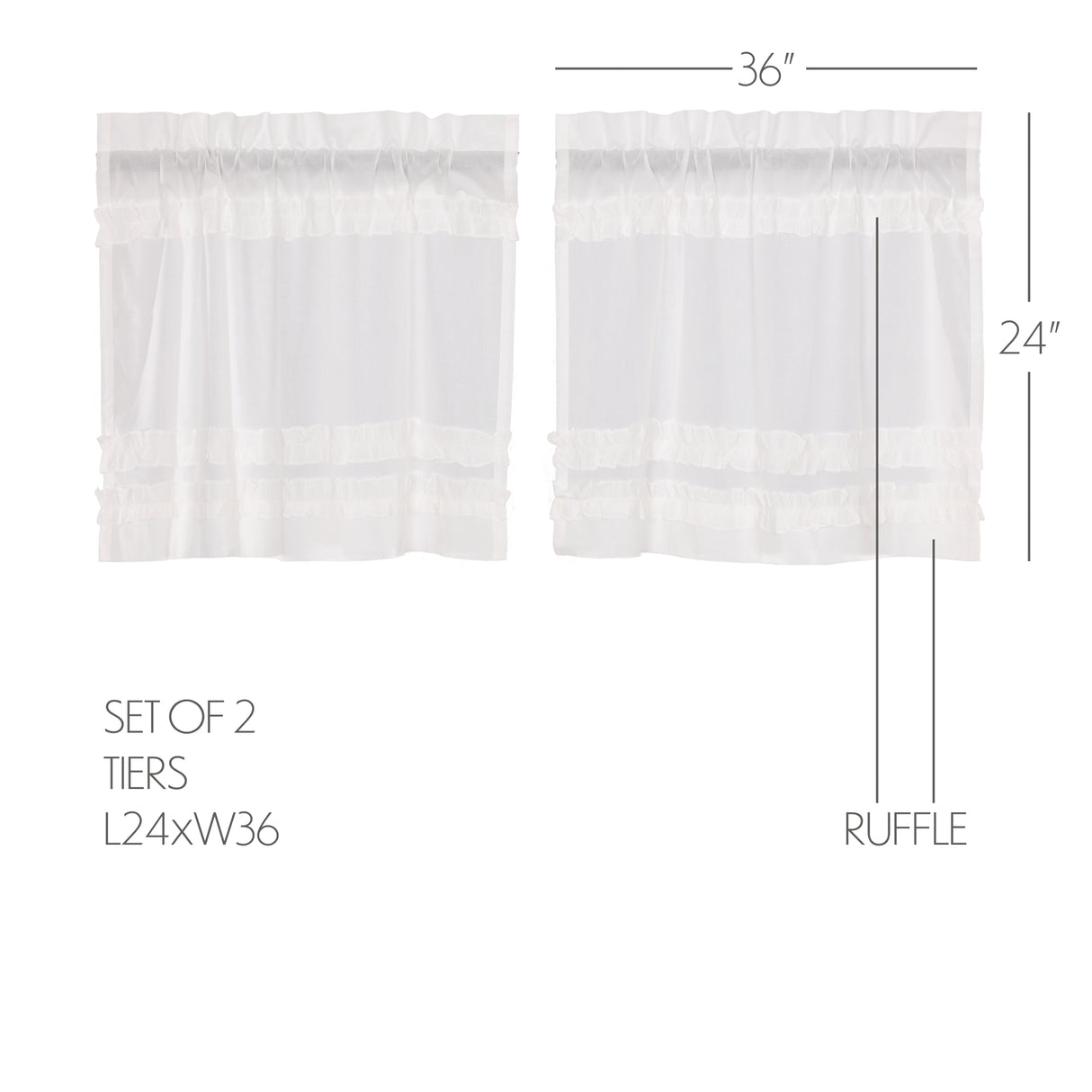 White Ruffled Sheer Petticoat Curtain Set