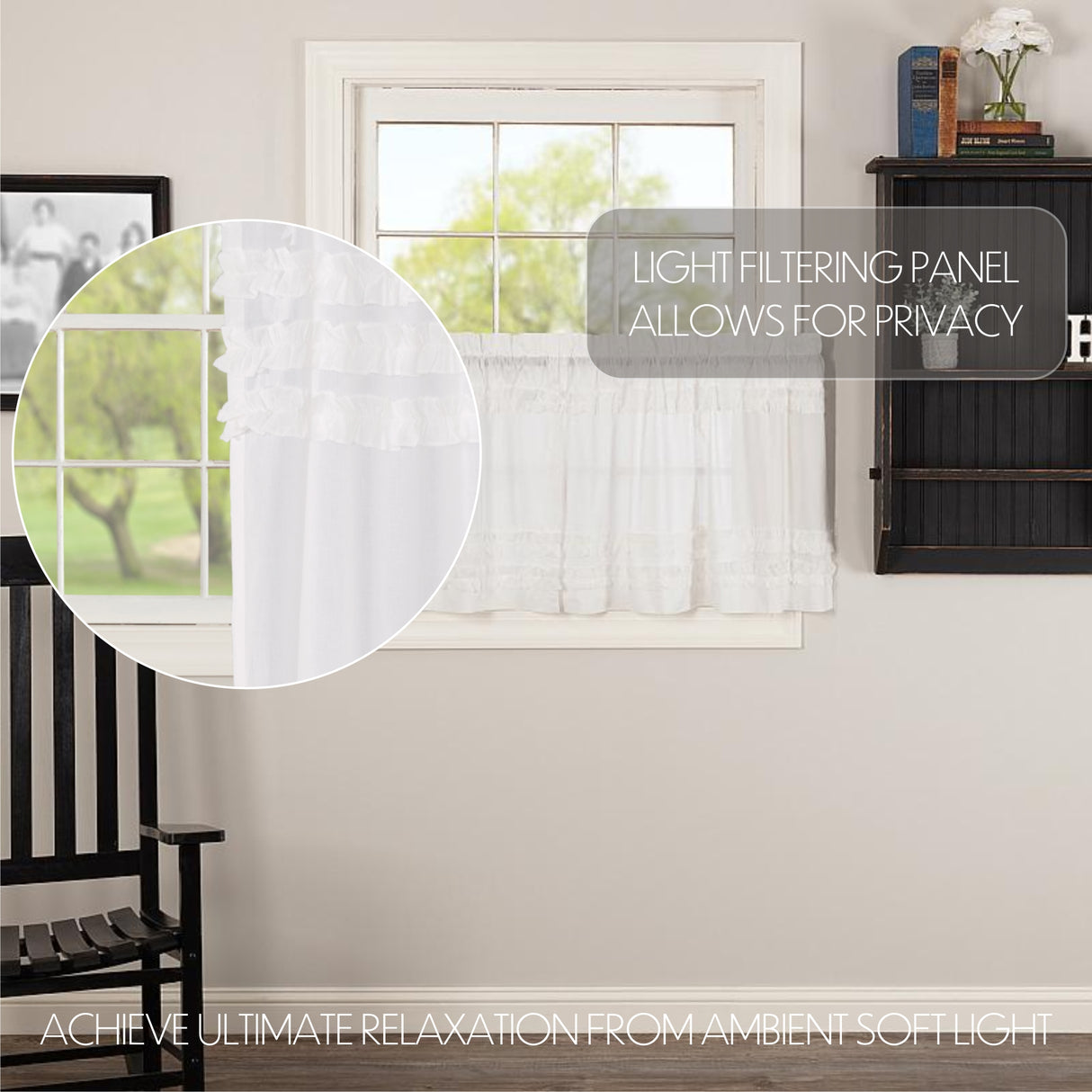 White Ruffled Sheer Petticoat Curtain Set