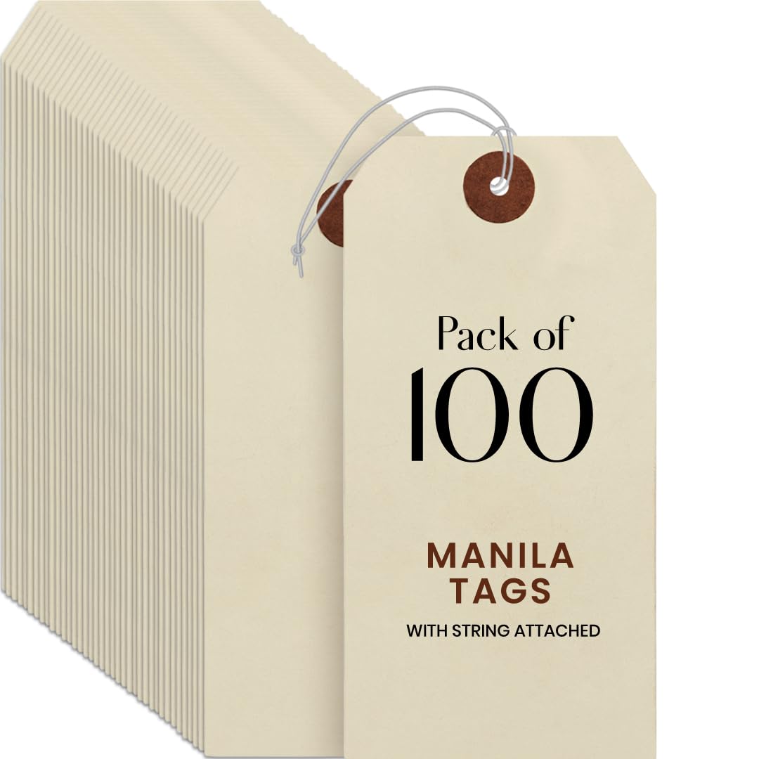 9pt Creme Manila Tag w/ String Set of 100 Size #6
