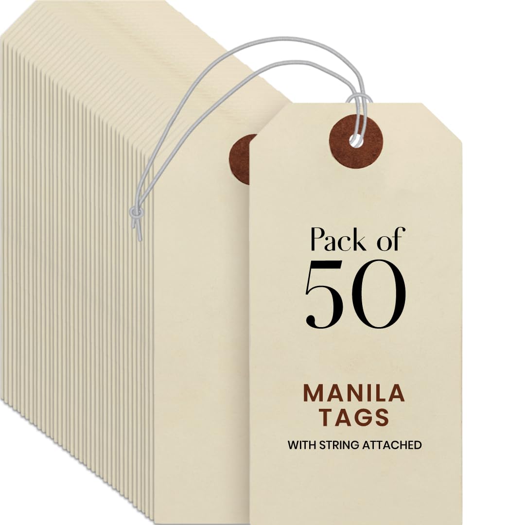 9pt Creme Manila Tag w/ String Set of 50 Size #5