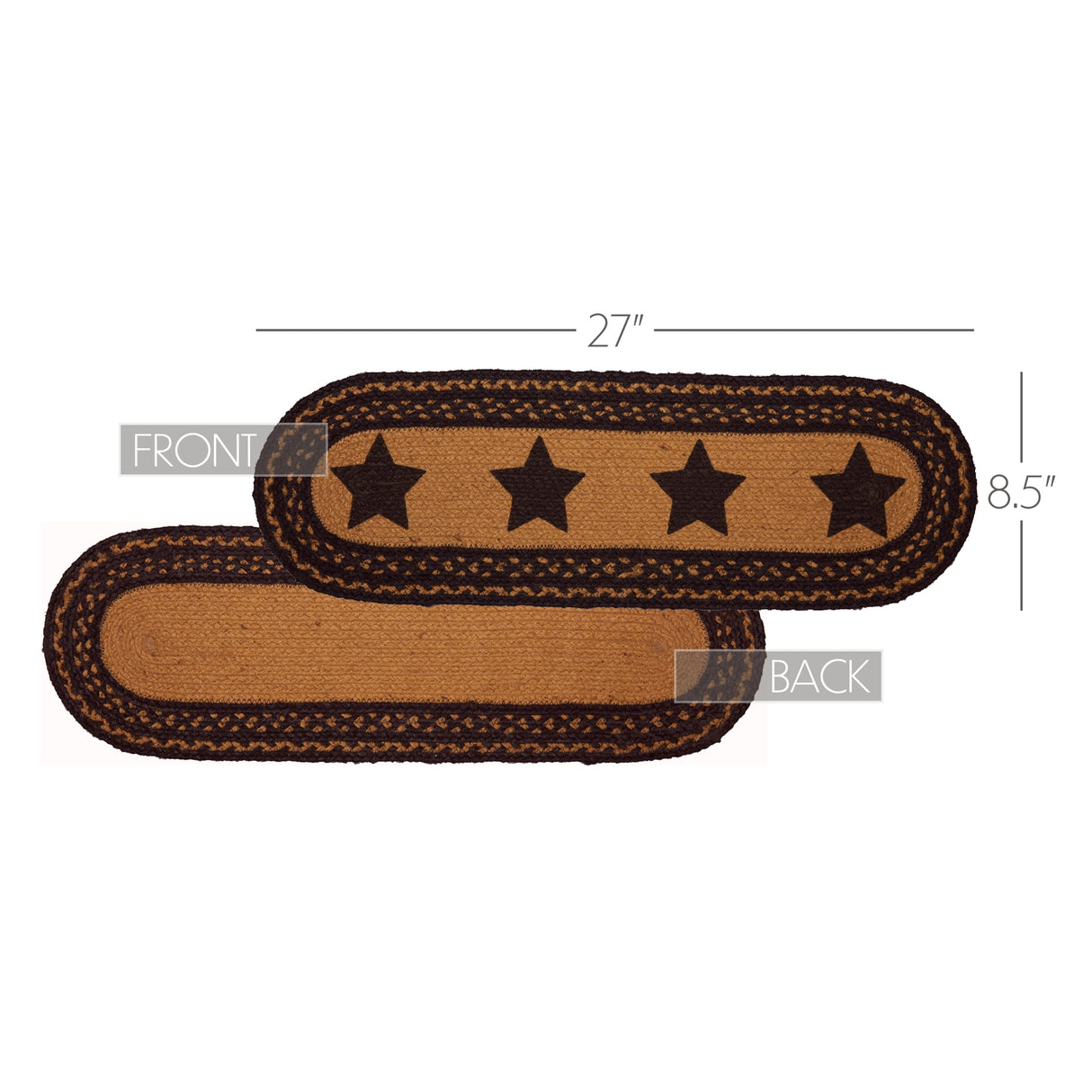 Farmhouse Jute Stair Tread Stencil Stars Oval Latex 8.5x27, Set of 7