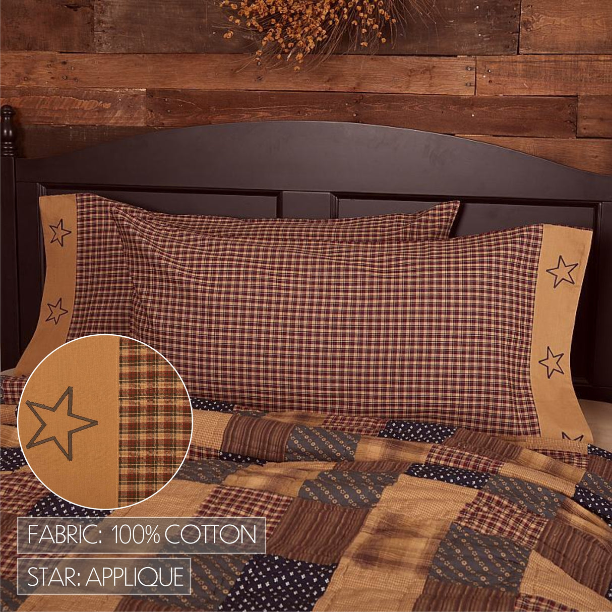 Patriotic Patch Pillow Case Set of 2