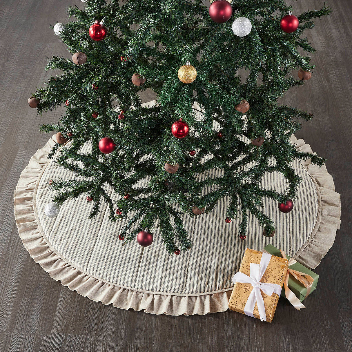 Sawyer Mill Charcoal Ticking Stripe Tree Skirt 48
