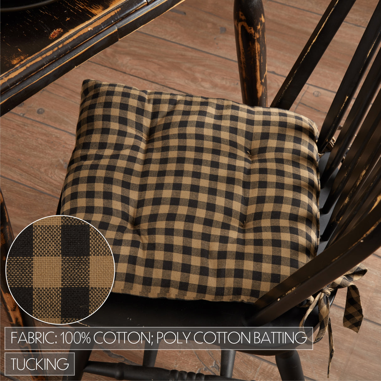 Black Check 15 Inch Chair Pad