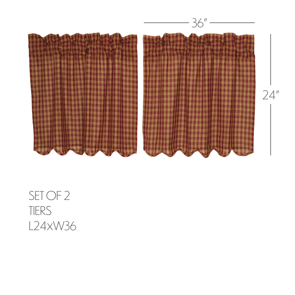 Burgundy Check Curtain Set