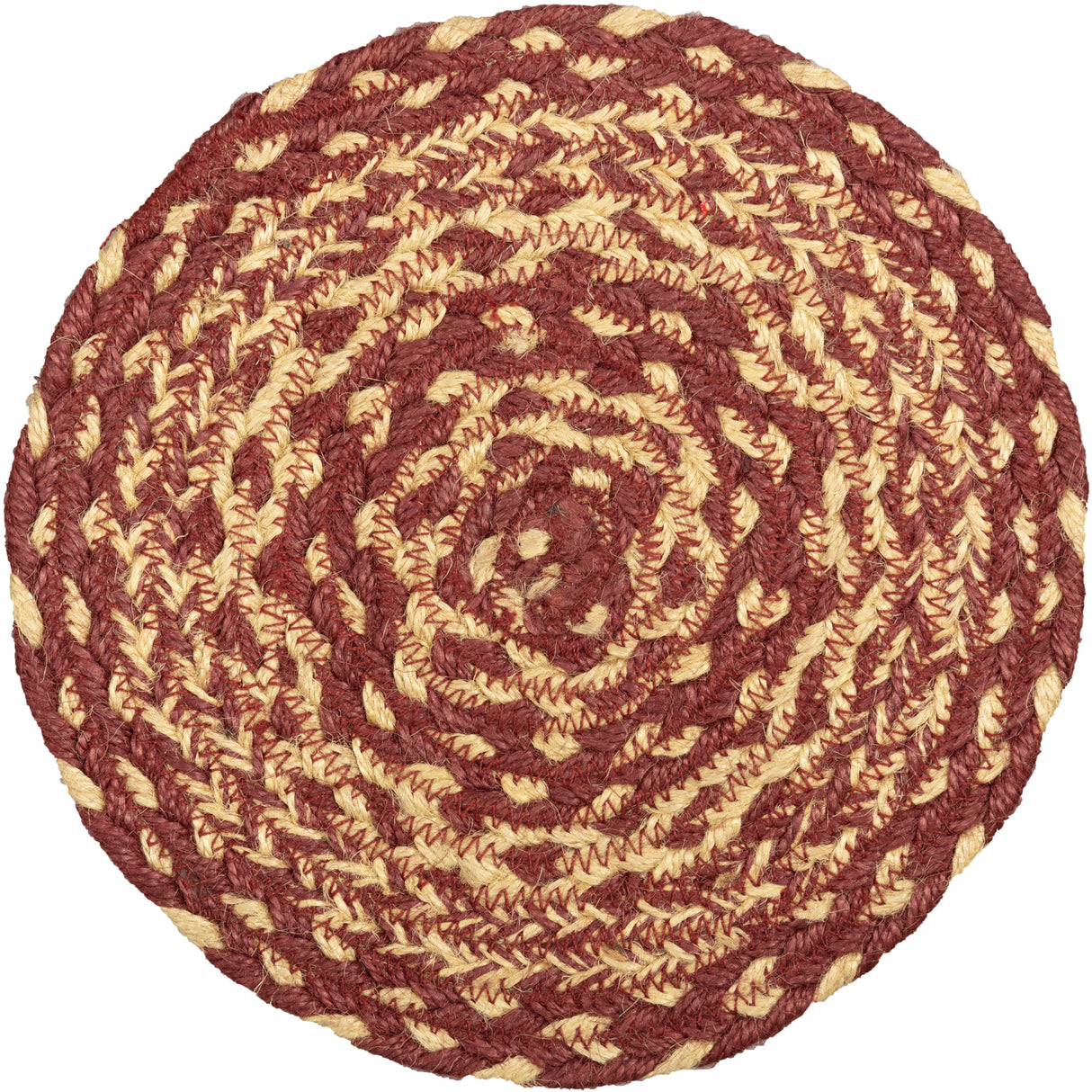 Burgundy Tan Jute Trivet 8, Set of 3