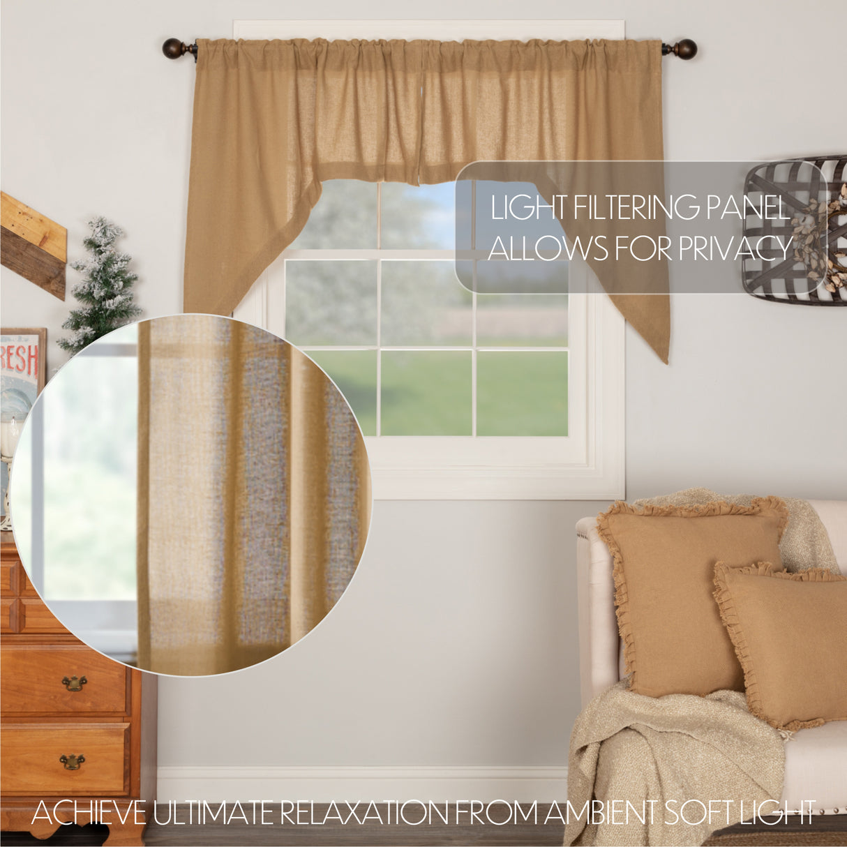 Burlap Antique Curtain Set