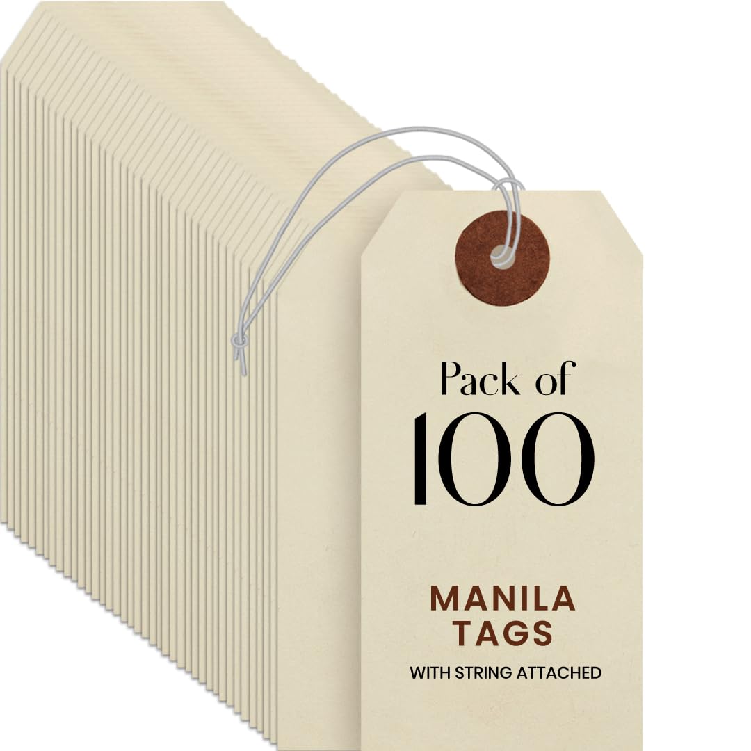 9pt Creme Manila Tag w/ String Set of 100 Size #3