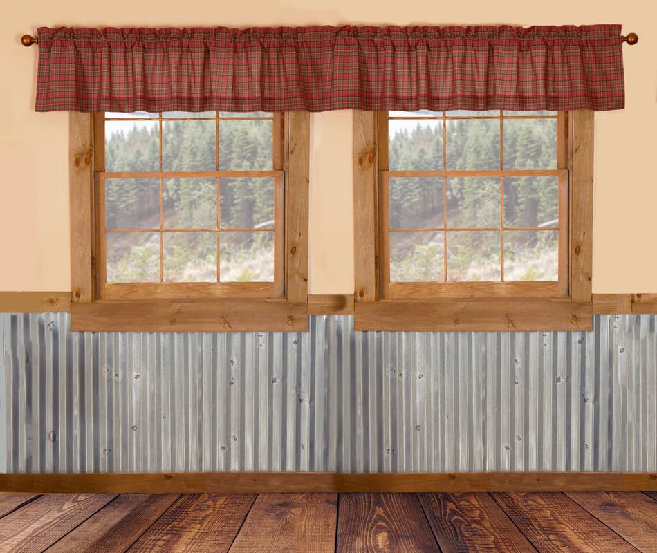 Tartan Red Plaid Valance Set of 2 16x72