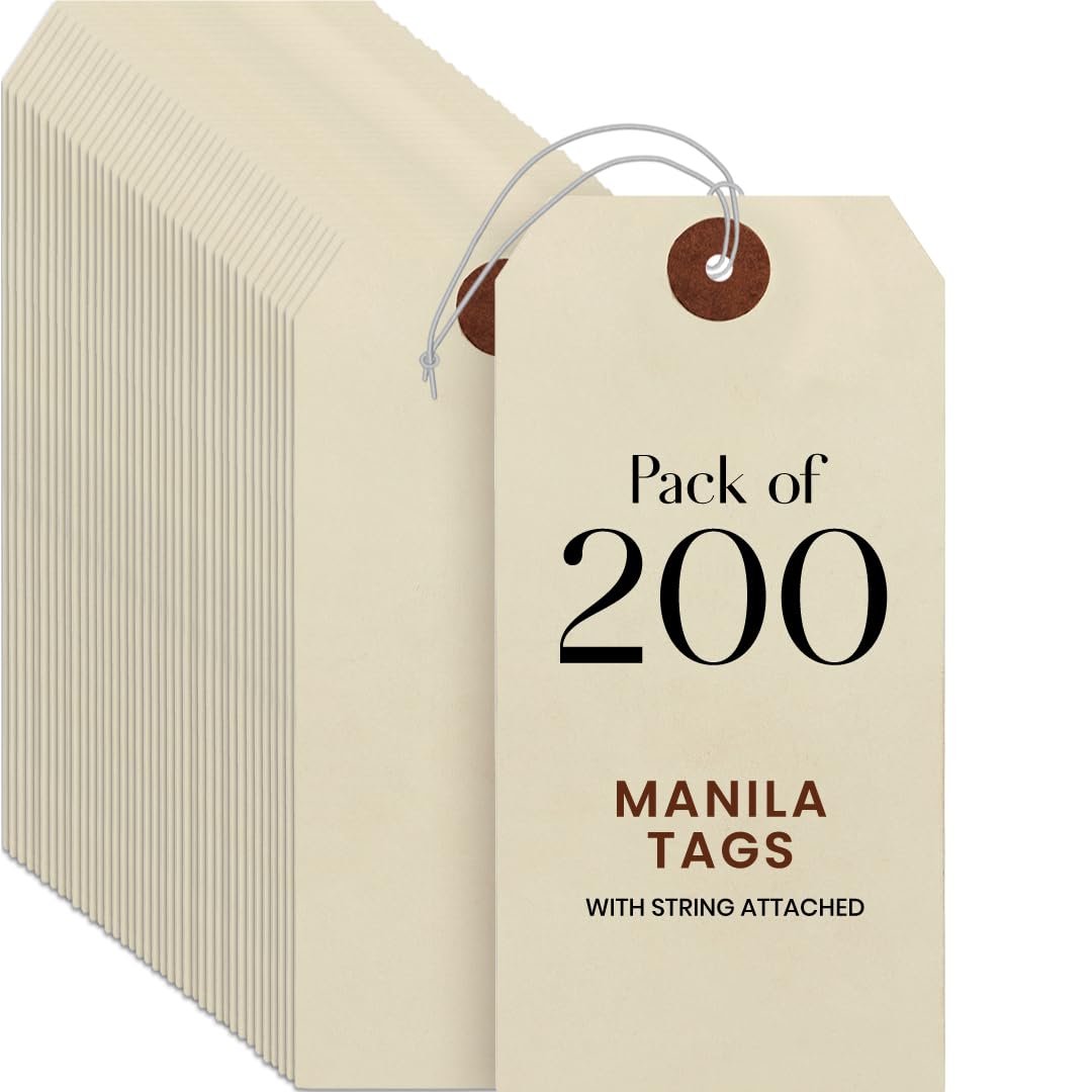 9pt Creme Manila Tag w/ String Set of 200 Size #6